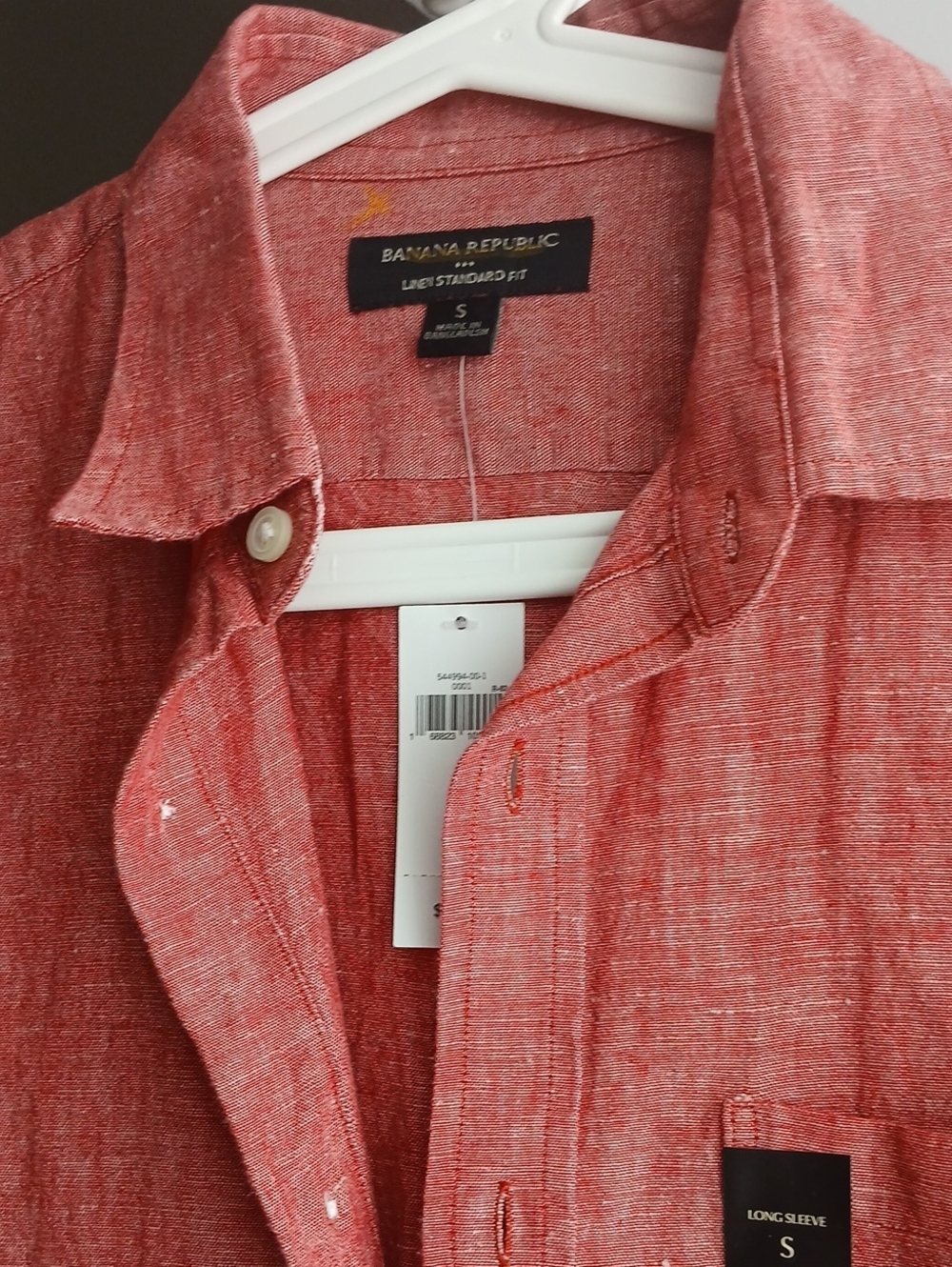 Banana Republic Men's Textured Red linen + cotton Button-Down Shirt